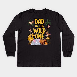 Dad Of The Wild One Zoo Birthday Safari Jungle Animal Kids Long Sleeve T-Shirt